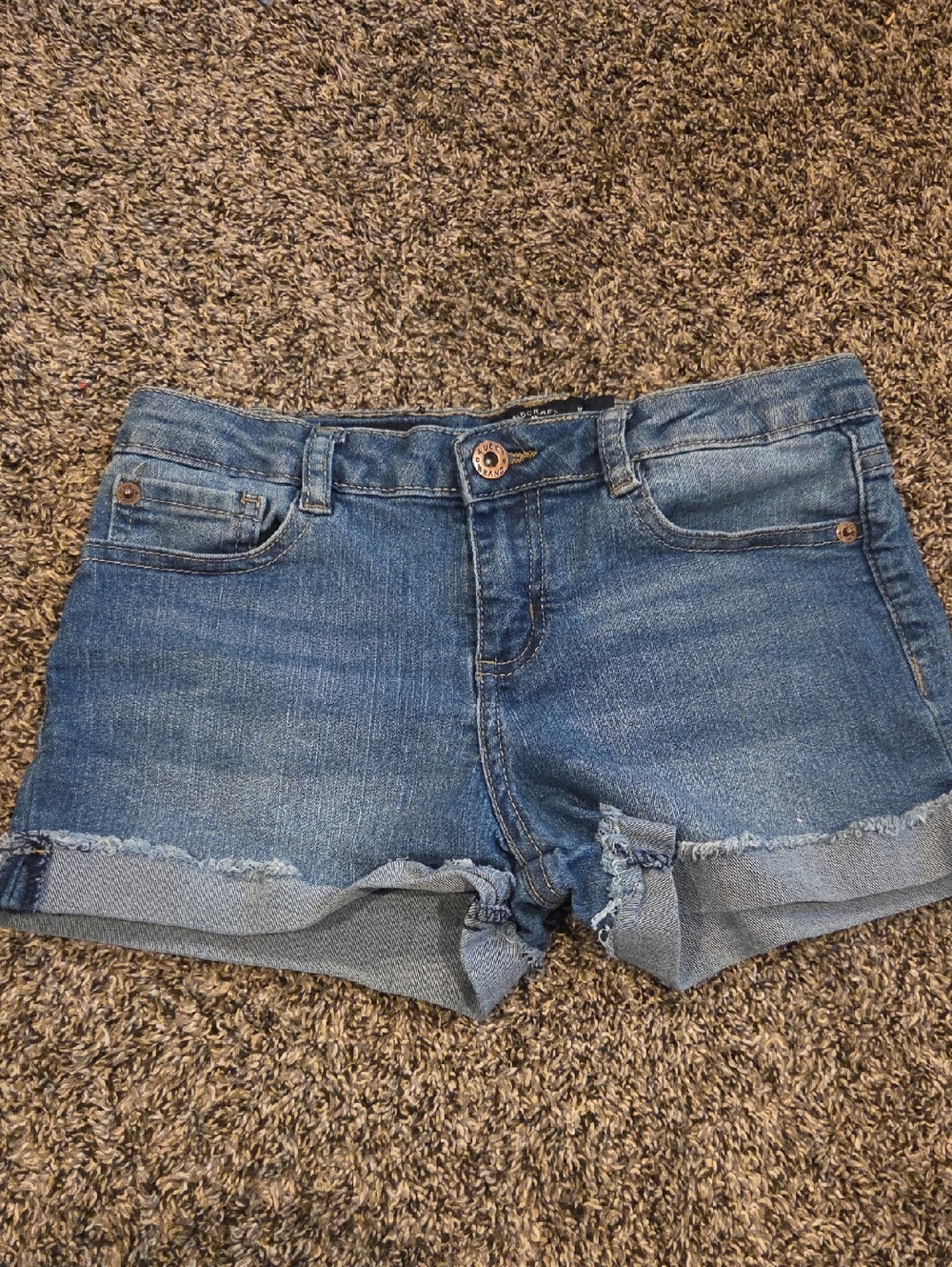 Lucky Brand Medium Blue Rolled Frayed Hem Denim Shorts